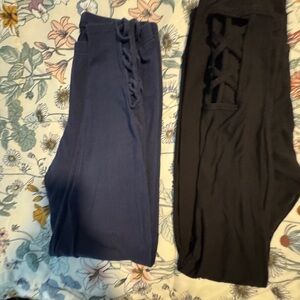Black and Navy Lace-Up leggings Pants